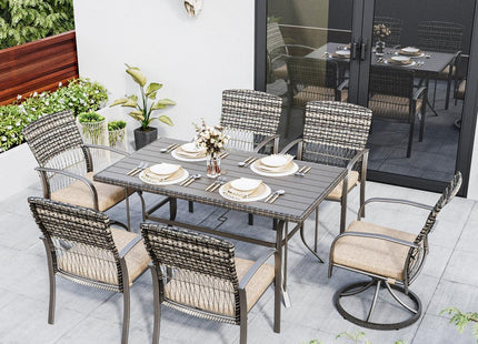 Pamapic 7-Piece Outdoor Dining Set with Swivel Chairs - All-Weather Patio Furniture Pamapic