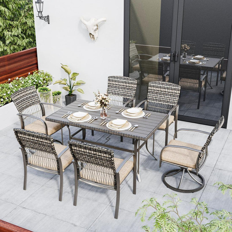 Pamapic 7-Piece Outdoor Dining Set with Swivel Chairs - All-Weather Patio Furniture
