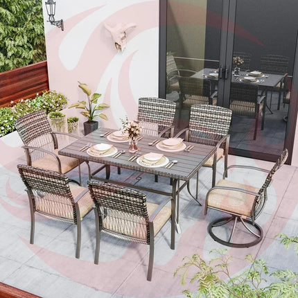 Pamapic 7-Piece Outdoor Dining Set with Swivel Chairs - All-Weather Patio Furniture Pamapic