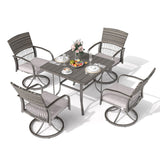 Pamapic Outdoor Dining Table with 4 Swivel Chairs (5 Pieces)