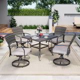 Pamapic Outdoor Dining Table with 4 Swivel Chairs (5 Pieces)
