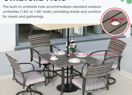 Pamapic Outdoor Dining Table with 4 Swivel Chairs (5 Pieces) Pamapic
