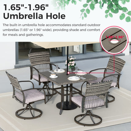 Pamapic Outdoor Dining Table with 4 Swivel Chairs (5 Pieces) Pamapic