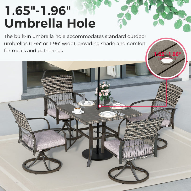 Pamapic Outdoor Dining Table with 4 Swivel Chairs (5 Pieces)