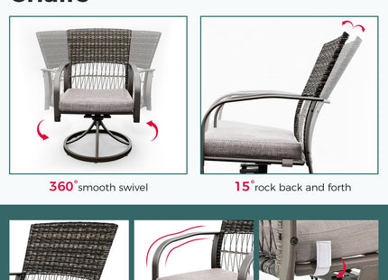 Pamapic Outdoor Dining Table with 4 Swivel Chairs (5 Pieces) Pamapic
