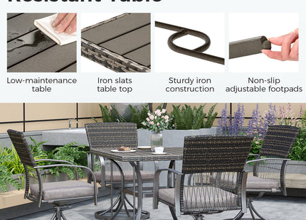 Pamapic Outdoor Dining Table with 4 Swivel Chairs (5 Pieces) Pamapic