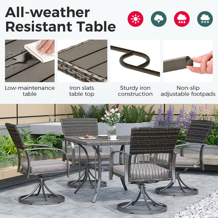 Pamapic Outdoor Dining Table with 4 Swivel Chairs (5 Pieces) Pamapic