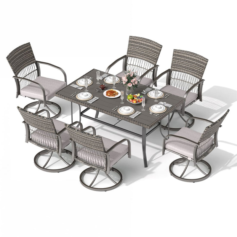 Pamapic 7-Piece Outdoor Dining Set - Swivel Chairs & Table (Your Backyard's About to Get Jealous)