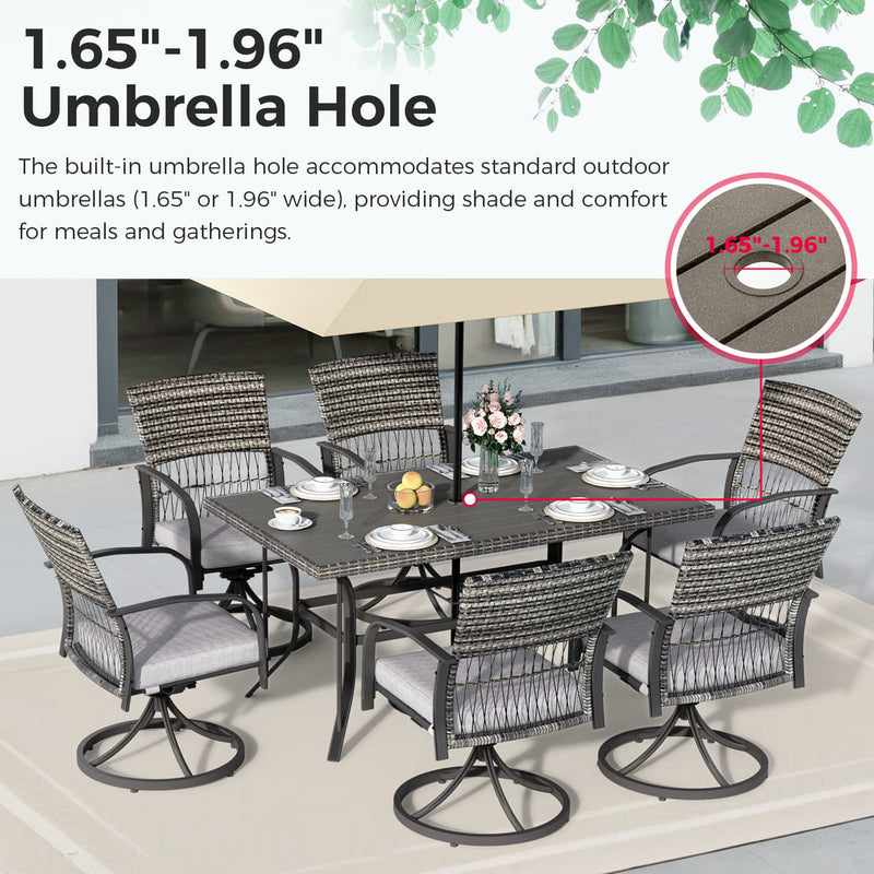 Pamapic 7-Piece Outdoor Dining Set - Swivel Chairs & Table (Your Backyard's About to Get Jealous)
