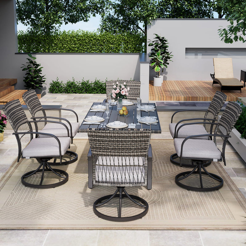 Pamapic 7-Piece Outdoor Dining Set - Swivel Chairs & Table (Your Backyard's About to Get Jealous)