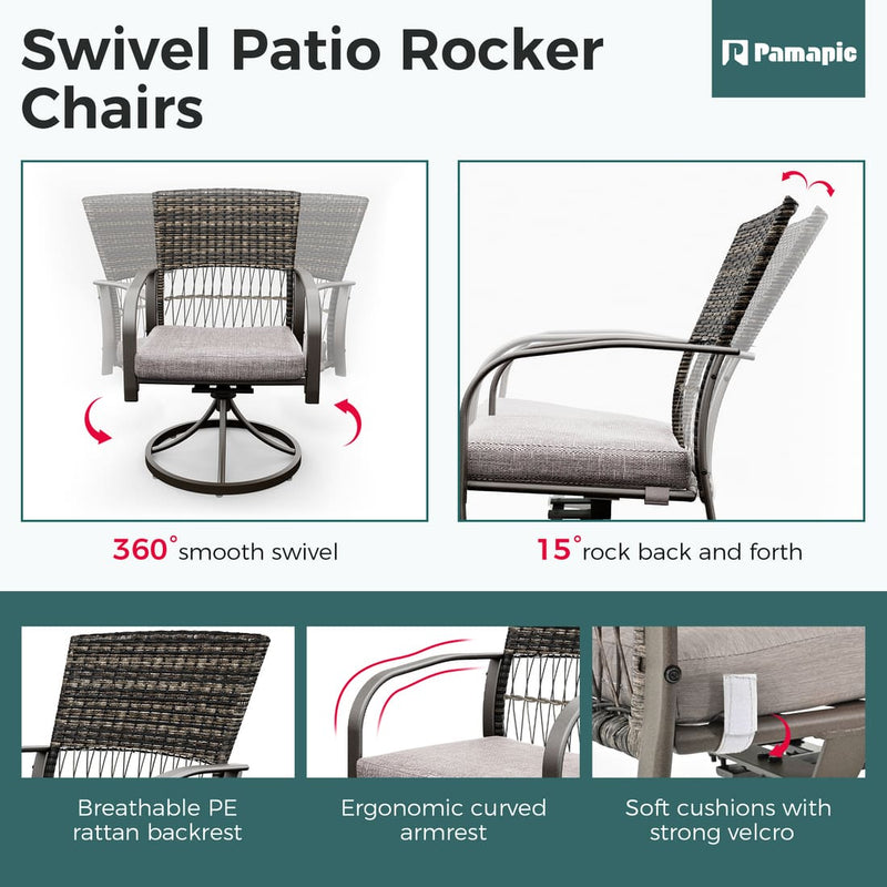 Pamapic 7-Piece Outdoor Dining Set - Swivel Chairs & Table (Your Backyard's About to Get Jealous)