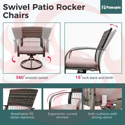 Pamapic 7-Piece Outdoor Dining Set - Swivel Chairs & Table (Your Backyard's About to Get Jealous) Pamapic