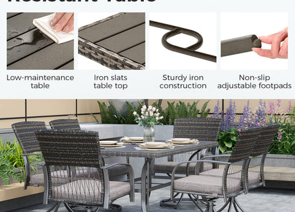 Pamapic 7-Piece Outdoor Dining Set - Swivel Chairs & Table (Your Backyard's About to Get Jealous) Pamapic