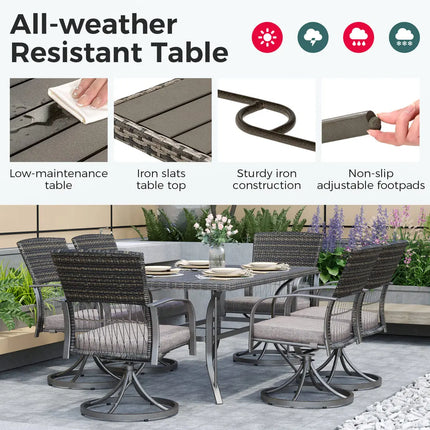 Pamapic 7-Piece Outdoor Dining Set - Swivel Chairs & Table (Your Backyard's About to Get Jealous) Pamapic