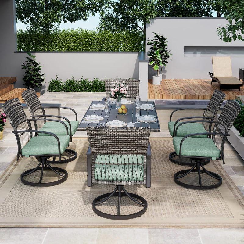 Pamapic 7-Piece Outdoor Dining Set - Swivel Chairs & Table (Your Backyard's About to Get Jealous)