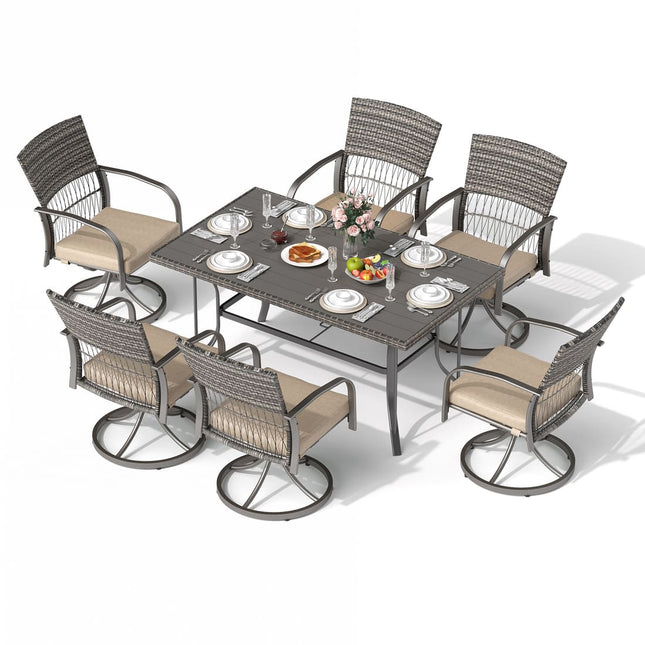 Pamapic 7-Piece Outdoor Dining Set - Swivel Chairs & Table (Your Backyard's About to Get Jealous)