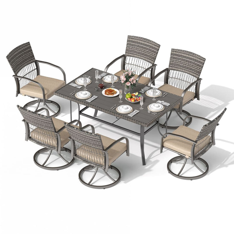 Pamapic 7-Piece Outdoor Dining Set - Swivel Chairs & Table (Your Backyard's About to Get Jealous)