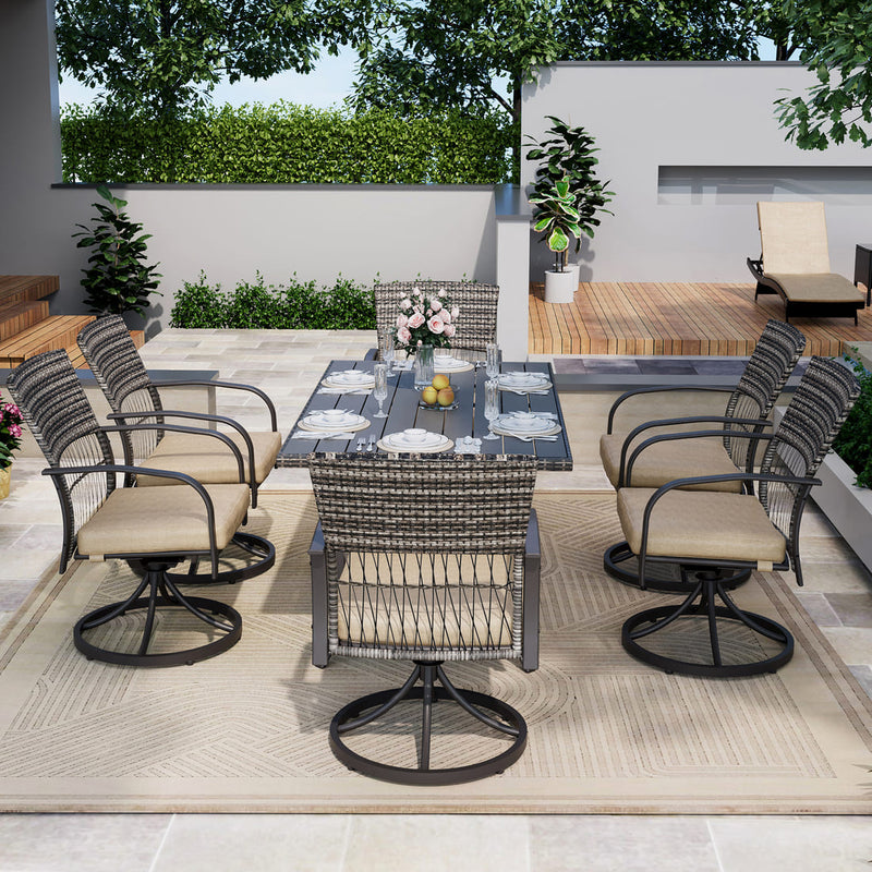 Pamapic 7-Piece Outdoor Dining Set - Swivel Chairs & Table (Your Backyard's About to Get Jealous)