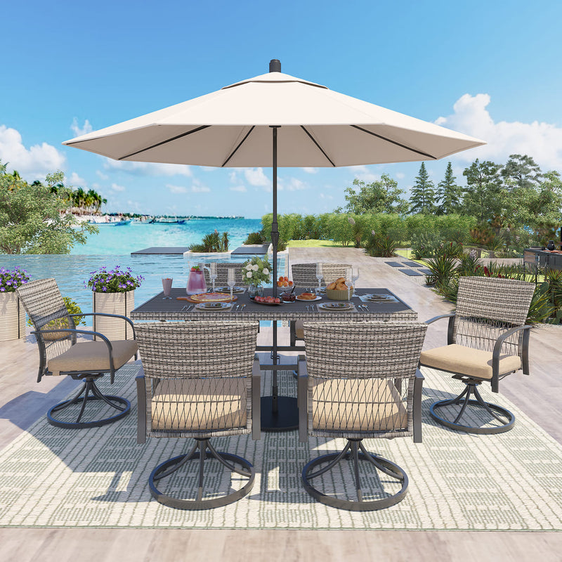 Pamapic 7-Piece Outdoor Dining Set - Swivel Chairs & Table (Your Backyard's About to Get Jealous)