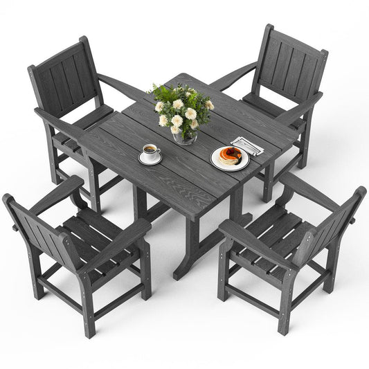 Pamapic 5-Piece HDPE Outdoor Dining Set - Weather-Resistant Patio Furniture