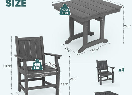 Pamapic HDPE Outdoor Dining Set (5 Pieces) Pamapic