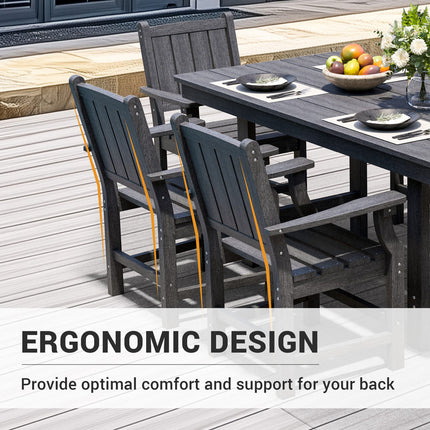 Pamapic HDPE Outdoor Dining Table and Chairs with Umbrella Hole Pamapic