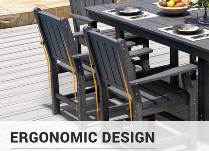 Pamapic HDPE Outdoor Dining Table and Chairs with Umbrella Hole Pamapic