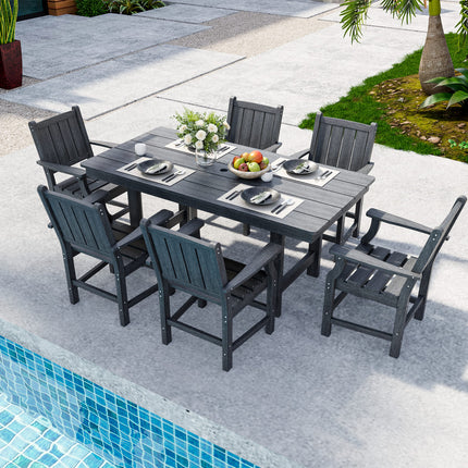 Pamapic HDPE Outdoor Dining Table and Chairs with Umbrella Hole Pamapic