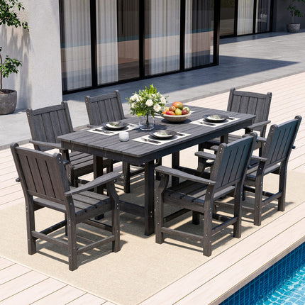 Pamapic HDPE Outdoor Dining Table and Chairs with Umbrella Hole Pamapic
