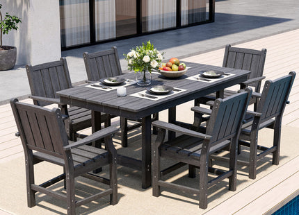 Pamapic HDPE Outdoor Dining Table and Chairs with Umbrella Hole Pamapic