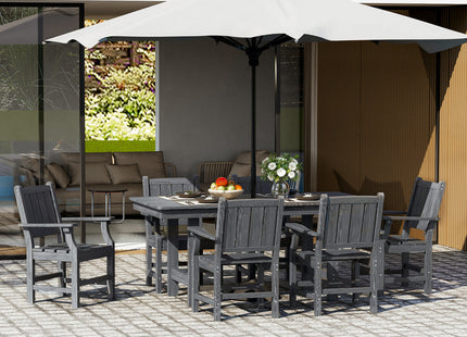 Pamapic HDPE Outdoor Dining Table and Chairs with Umbrella Hole Pamapic