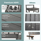 Pamapic 2 in 1 Patio Swing with 7 Pieces HDPE Dining Sets