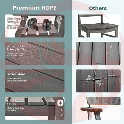 Pamapic 2 in 1 Patio Swing with 7 Pieces HDPE Dining Sets Pamapic
