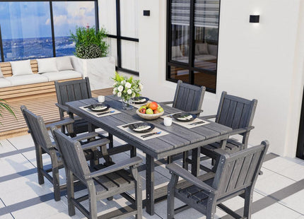 Pamapic HDPE Outdoor Dining Table and Chairs with Umbrella Hole Pamapic
