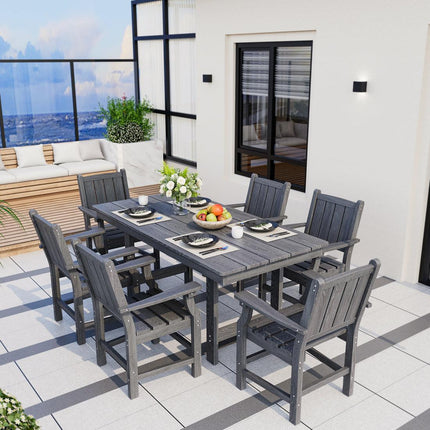 Pamapic HDPE Outdoor Dining Table and Chairs with Umbrella Hole Pamapic