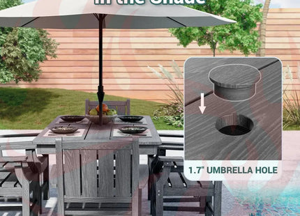 Pamapic 2 in 1 Patio Swing with 7 Pieces HDPE Dining Sets Pamapic