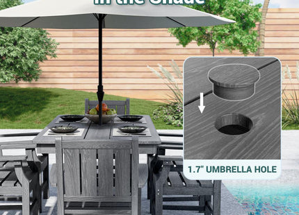 Pamapic HDPE Outdoor Dining Table and Chairs with Umbrella Hole Pamapic