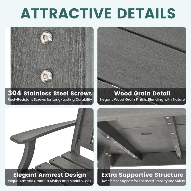 Pamapic 2 in 1 Patio Swing with 7 Pieces HDPE Dining Sets