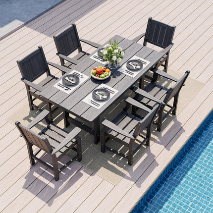 Pamapic HDPE Outdoor Dining Table and Chairs with Umbrella Hole Pamapic
