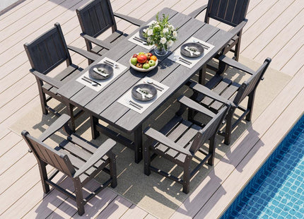 Pamapic HDPE Outdoor Dining Table and Chairs with Umbrella Hole Pamapic