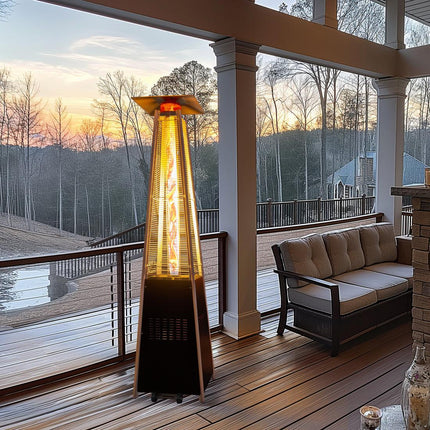 Pamapic 48,000 BTU Pyramid Flame Patio Heater with Glass Tube & Cover - Commercial & Residential