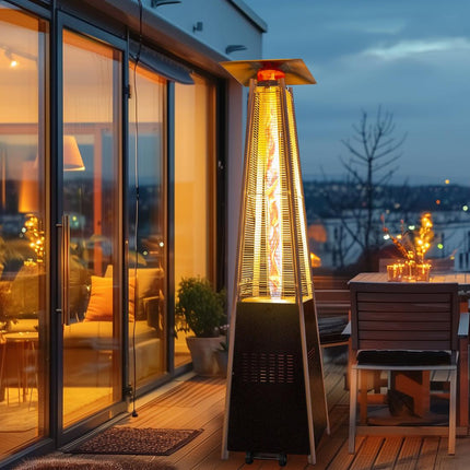 Pamapic 48,000 BTU Pyramid Flame Patio Heater with Glass Tube & Cover - Commercial & Residential