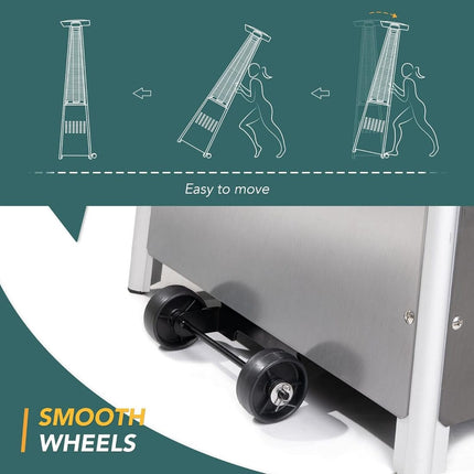 Pamapic 48,000 BTU Pyramid Flame Patio Heater with Glass Tube & Cover - Commercial & Residential