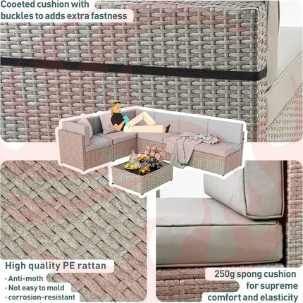 Pamapic Outdoor Sectional Couch Set with Fire Pit Table - Phoenix Fire Art Store