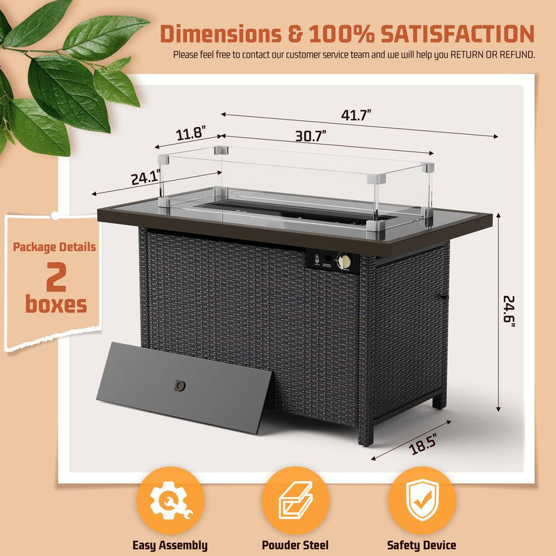 Pamapic Outdoor Sectional Couch Set with Fire Pit Table