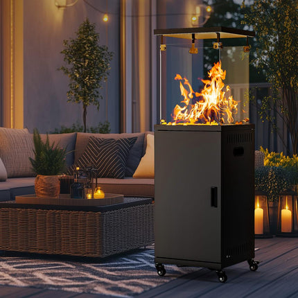Pamapic 41000 BTU Short Patio Heater Propane with Cover & Lockable Wheels for Deck, Porch