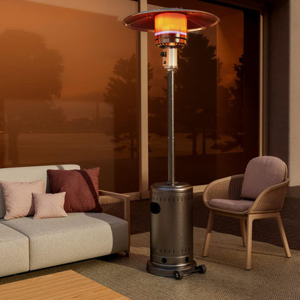 Pamapic 48000 BTU Propane Freestanding Patio Heater with Cover & Wheels for Outside Decks