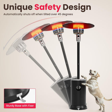 Pamapic 48,000 BTU Patio Heater Propane with Table Design & Wheels, Commercial & Residential