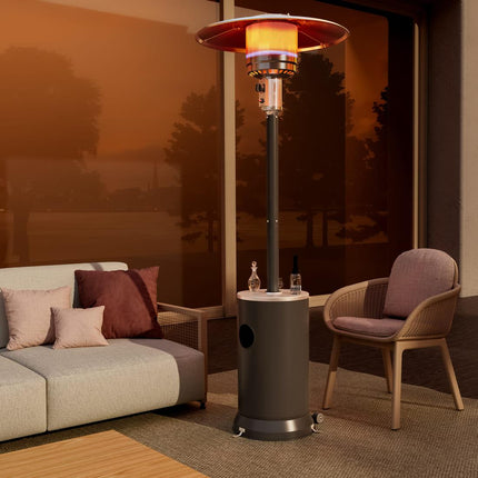 Pamapic 48,000 BTU Patio Heater Propane with Table Design & Wheels, Commercial & Residential