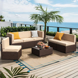 Pamapic Rattan Outdoor Sectional Couch Set  (7 Pieces)